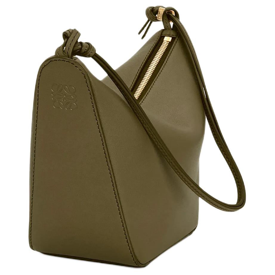 Loewe Hammock Hobo Embossed Letter Puzzle Zipper Closure Leather Hobo Bag Mini Women Bags Dark-Khaki-Green A538G13X01-3969