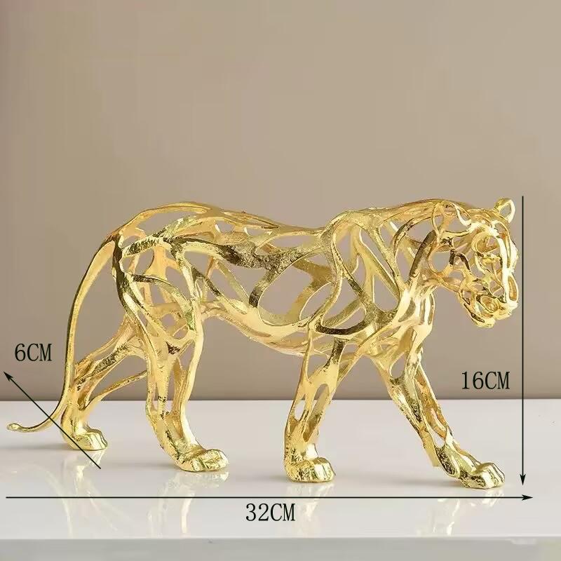 Abstract Gold Hollow Metal Horse Animal Sculpture Ornament Home Room Table Statue Decoration Fengshui Office Desk Figurine Craft