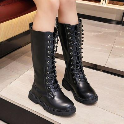 Girls' High-Top Princess Boots: Fashion Show Performance Simple Long Boots