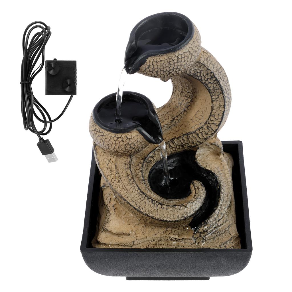 Tabletop Waterfall Home Decor Relaxation Meditation Desktop Fountain with LED Lights Flowing Water Ornaments Office Desk Gifts