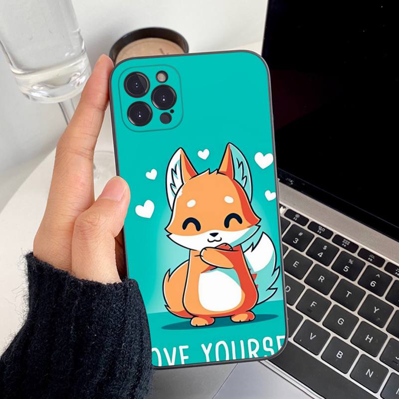 Cartoon Animal Fox Phone Case For iPhone 14 11 12 13 Mini Pro XS Max Cover 6 7 8 Plus X XR SE 2020 Funda Shell