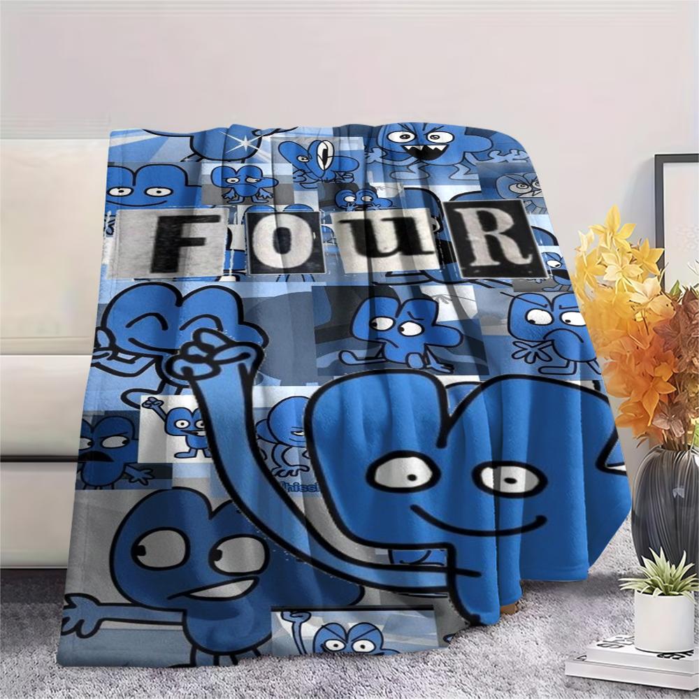 1Pc BFDI Game Print Flannel Blanket, High quality Comfortable for All Seasons, Home Decor, Warmth and Comfort, Perfect for Christmas Gifts 08