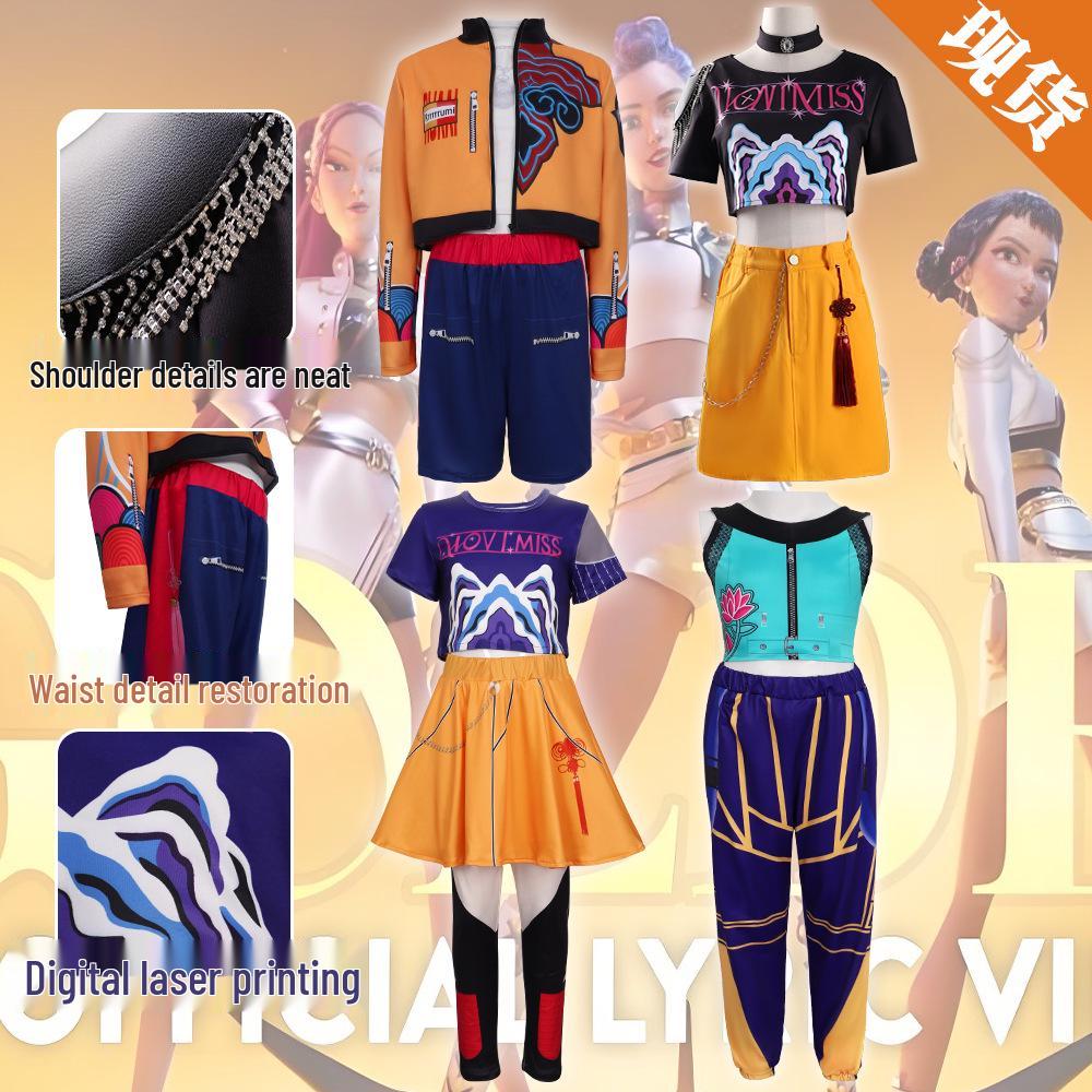 K-POP Demon Hunter Jentegruppe Cosplay Kostyme for Barn - Superstar Rumizzoi Kolleksjon