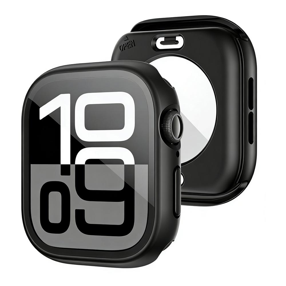 3 in 1 Case for Apple Watch Screen Protector 360° Full Protective Tempered Glass Face Cover+Back PC Bumper Series 11/10/9/8/7/SE