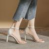 Summer new stiletto high heels female nude thin belt word transparent fairy style temperament high heels sandals female
