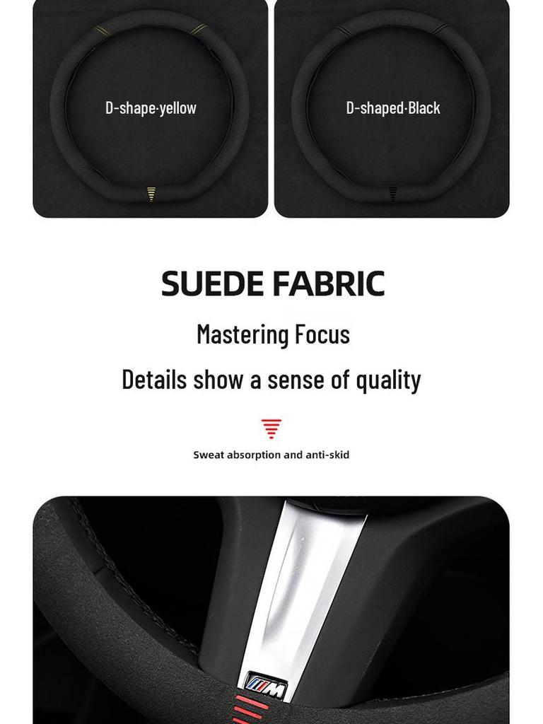 Suede & Genuine Leather Steering Wheel Cover for 9th & 10th Gen Accord - Ultra-Thin, All-Season