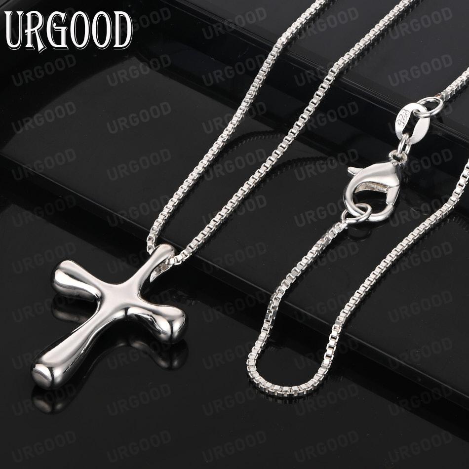 Exquisite 925er Sterlingsilber Runde Kreuz Anhänger Halskette - Stilvoller Abend Schmuck