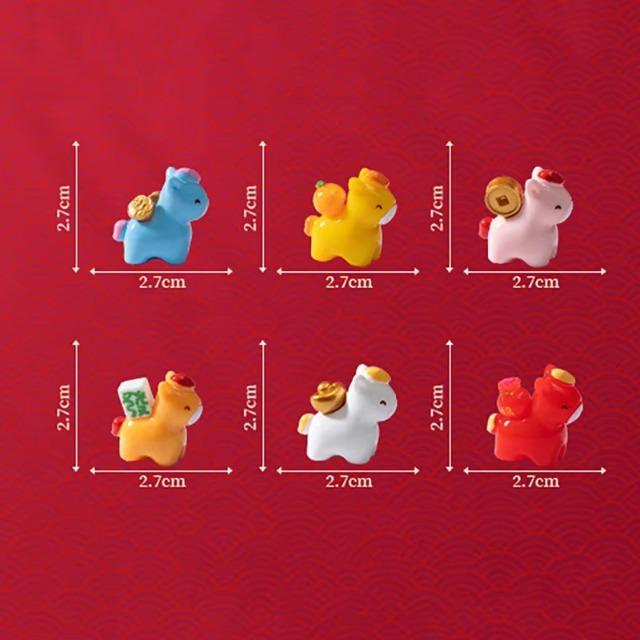 2026 Chinese New Year Mini Horse Figurine Cute Lucky Zodiac Decor DIY Office Desktop Car Interior Accessories