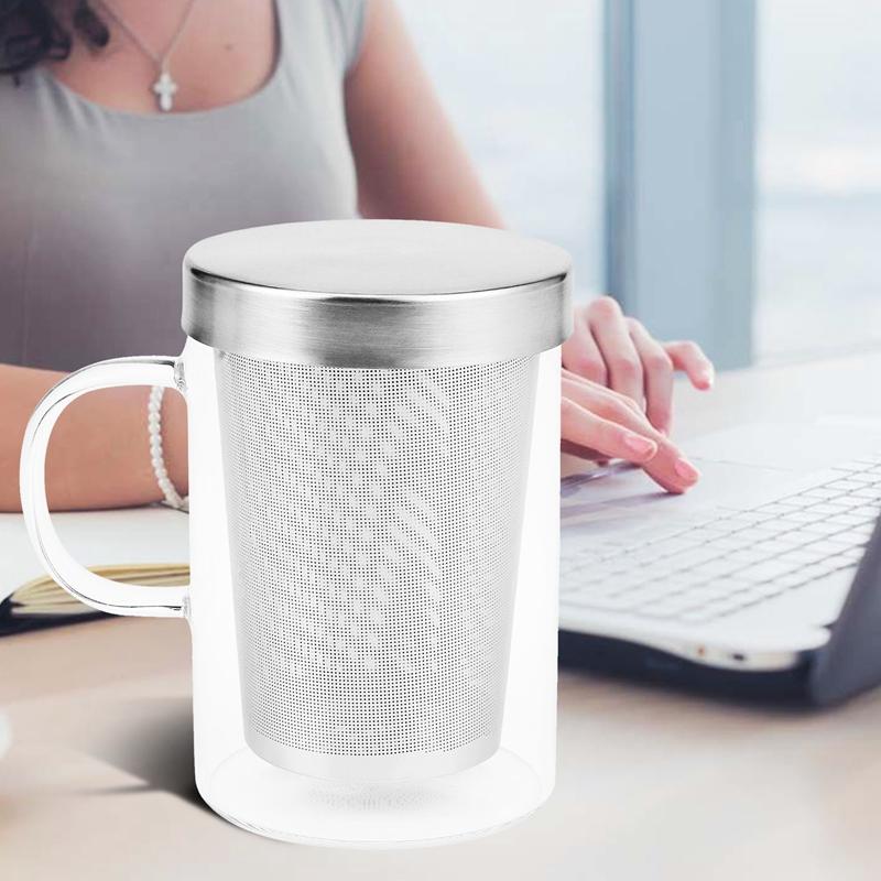 LICG 500Ml Travel Heat-Resistant Glass Tea Infuser Mug With Stainless Steel Lid Coffee Cup Tumbler Kitchen Heat-Resistant Large