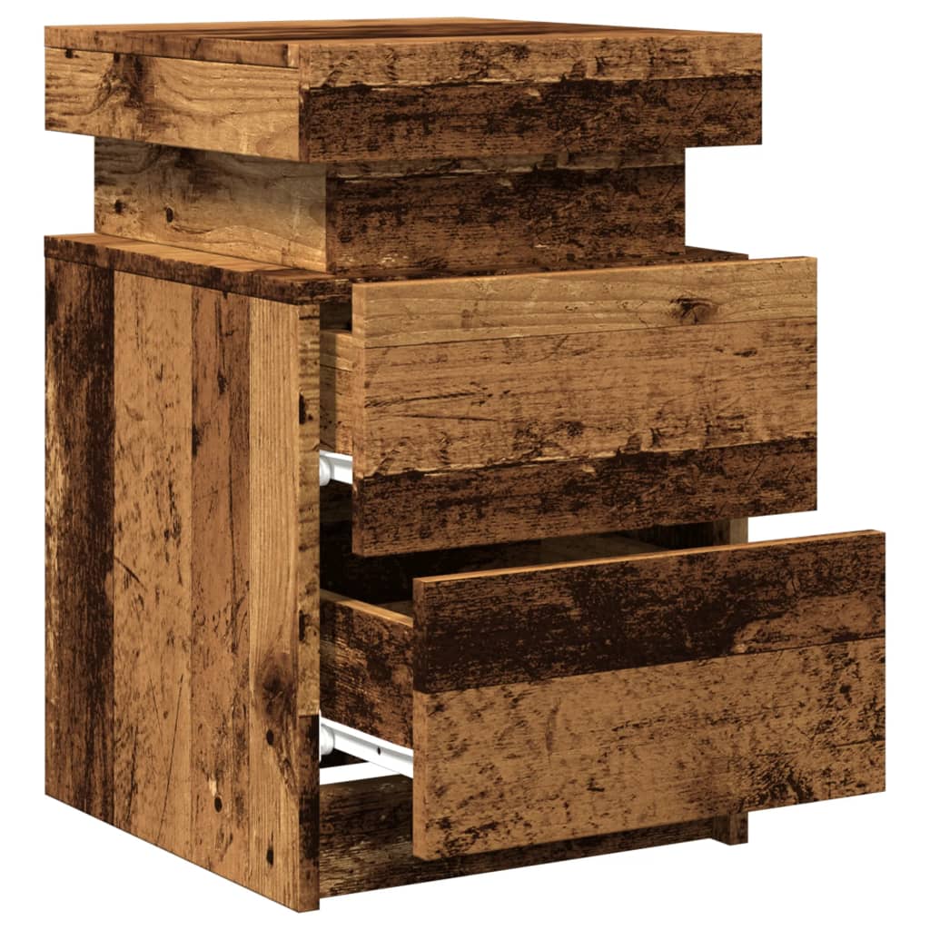 LED Nightstands (2 pcs) Rustic Wood Look 35 x 39 x 55 cm Engineered Wood