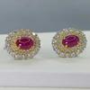 Sace Gems Earrings for Women 925 Sterling Silver 4*6MM Natural Ruby Stud Earrings Wedding Party Fine Jewelry