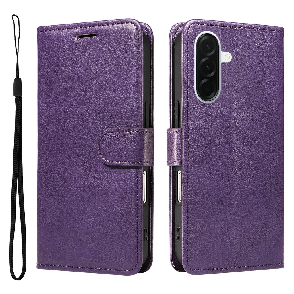 For Samsung Galaxy A37 5G Leather Wallet Case with Strap Solid Color Phone Stand Cover
