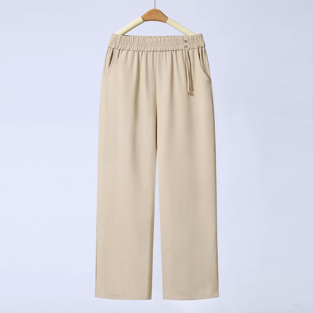 Summer 2026 Mom's Wide-Leg Drape Pants - Lightweight, Loose, Straight-Leg for Middle-Aged and Elderly Women