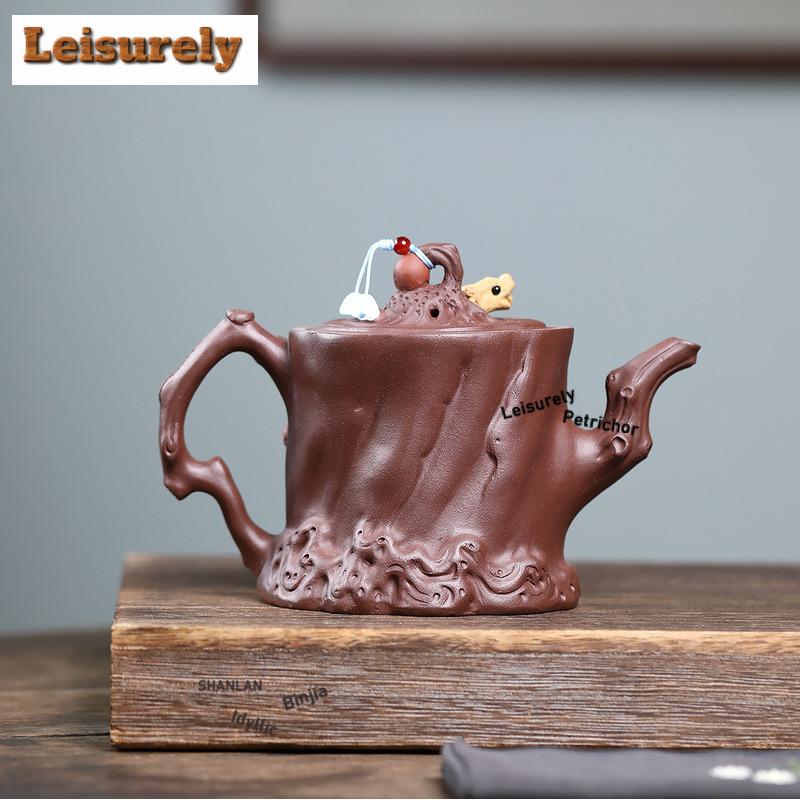500ml Handmade Yixing Purple Clay Teapots Handmade Animals Pine Pot Raw Ore Purple Mud Kettle Zisha Tea Set Drinkware Decoration