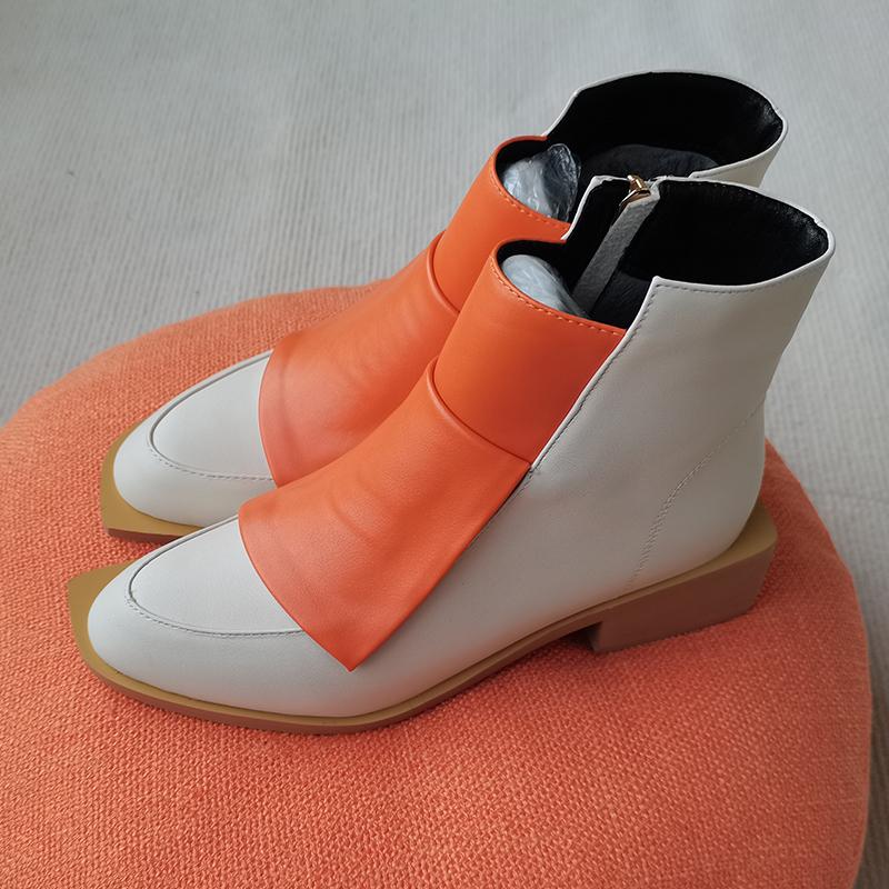 

Женские ботильоны с индивидуальной дизайнерской подошвой, обувь с круглым носком и квадратным каблуком 37 оранжевый
