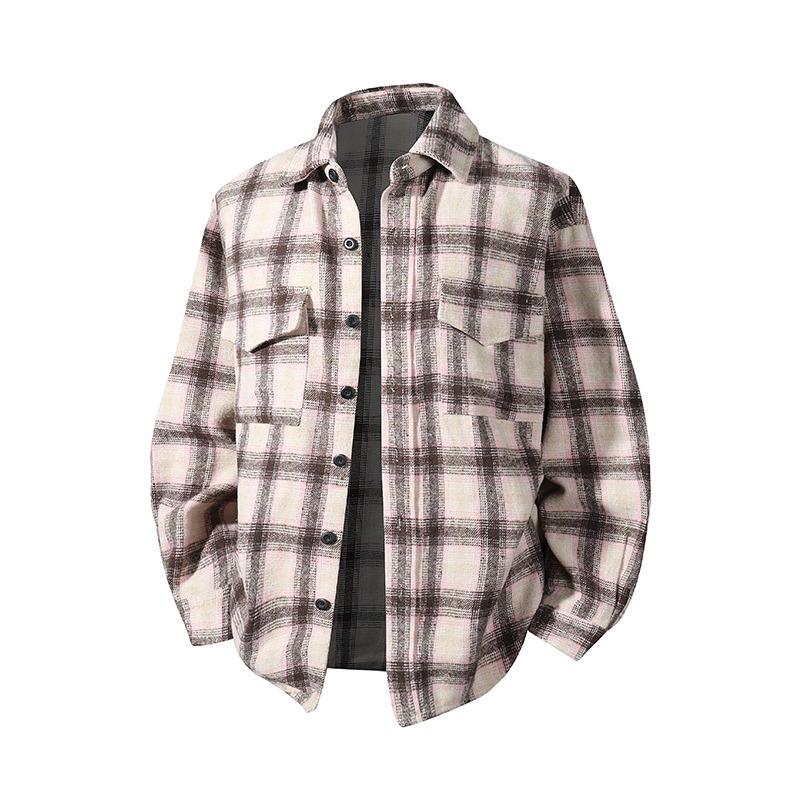 Loose Turn Down Collar Plaid Long Sleeve Casual Shirt For Men And Women