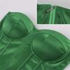Sexy Crop-Tops für Damen, grün, Sommer, schulterfrei, trägerlos, Tube, Party, ärmellos, Bustier-Tanktop, solides Neckholder-T-Shirt, Satin-Korsett, hochwertiges Tube-Top