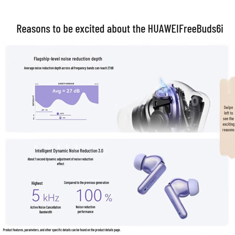 Huawei FreeBuds 6i True Wireless Noise-Cancelling Bluetooth Earbuds