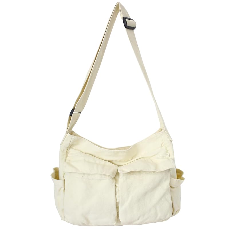 

[Umetoo] tote bag ladies canvas large capacity multi pocket shoulder bag men s Larger shoulder Crossbody A4 commute Commuting to school canvas mothers