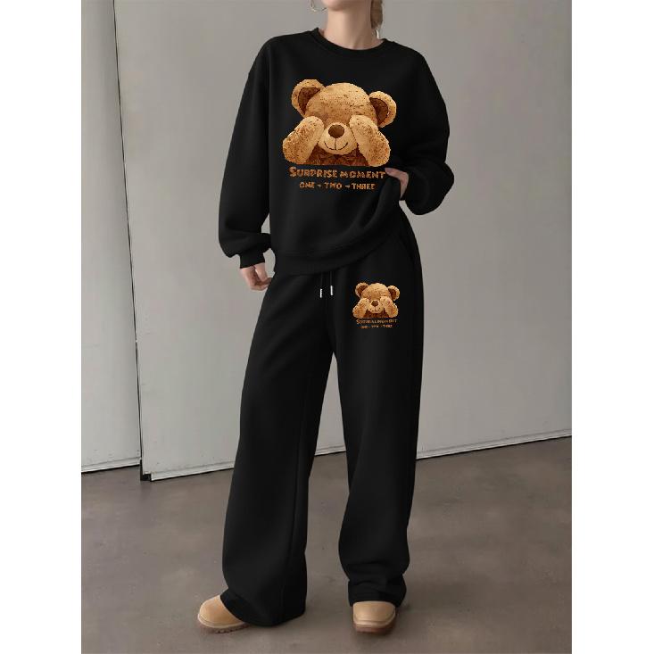 Women`s Crewneck Sweatshirt & Drawstring Straight-Leg