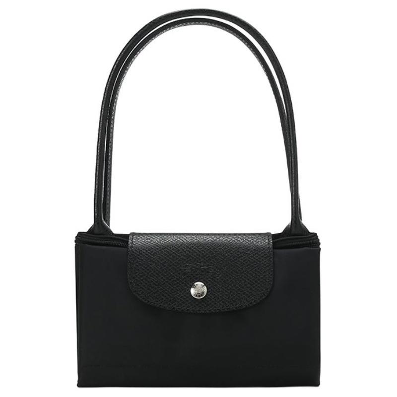 Longchamp Borsa a tracolla Le Pliage Green 28 manico lungo pieghevole tela ecologica con finiture in pelle bovina a forma di raviolo portatile media 2605919001