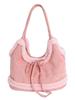 Niche Women's Lambswool Patchwork Bow Tote - Large Capacity Single Shoulder Bag 2025