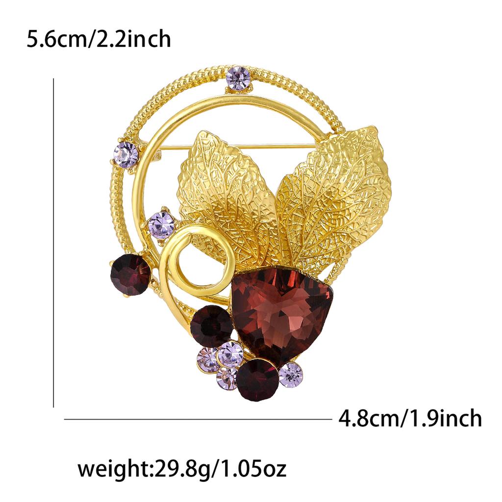 Creative Alloy Rhinestone Leaf Wreath Brooch Niche Versatile Women'S Dress Suit Corsage Jewelry Pin