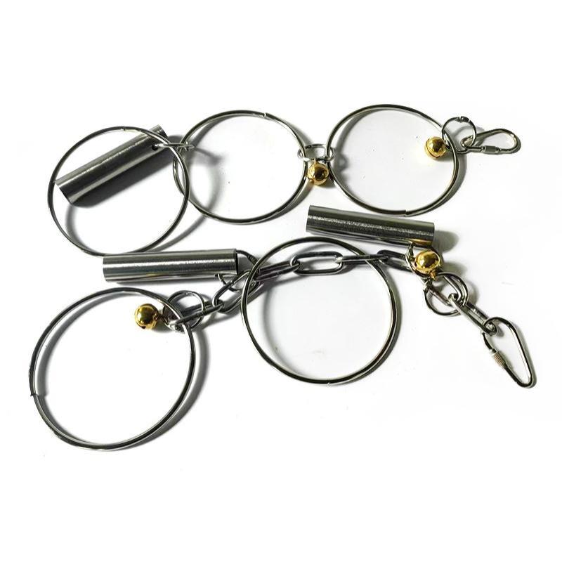 Stainless Steel Parrot Chew Toy Ring Bell Hanging Toy Bird Beak Grinding Toy For Macaw Cockatoo African Grey Cage Accessories