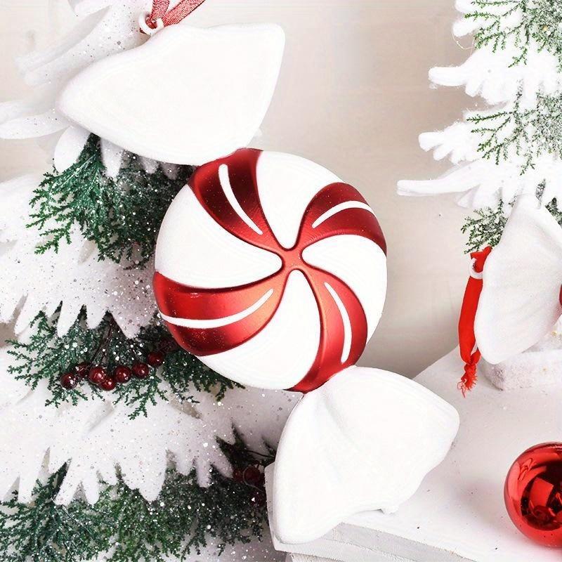 Christmas Pendants, Christmas Decorations, Stage Bars, Props, Decorations, Red and White Painted Christmas Candy Pendants
