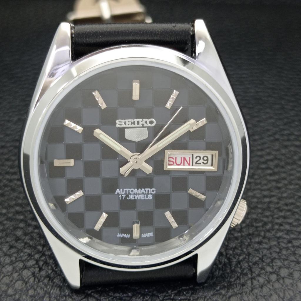 REFURBISHED JAPAN MADE SEIKO 5 AUTOMATIC MENS WATCH BLACK DIAL CUSTOM A440118-2 QV90-a440118