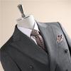 Men's High-End Pinstripe Wool Double-Breasted Three-Piece Suit: Anti-Wrinkle, Formal Groomwear