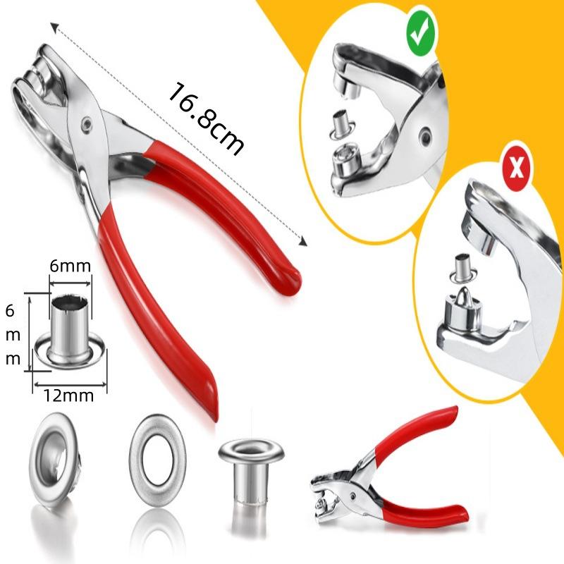 6mm Metal Air Eyelet Grommet Installation Tool Hand Press Pliers Set