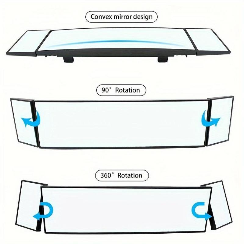 1 pièce Universel Pliable Allongeable Voiture Camion Grand Angle Convexe Rétroviseur Sécurité Conduite Voiture Intérieur Vue Arrière Pivoter Miroirs Angle Mort