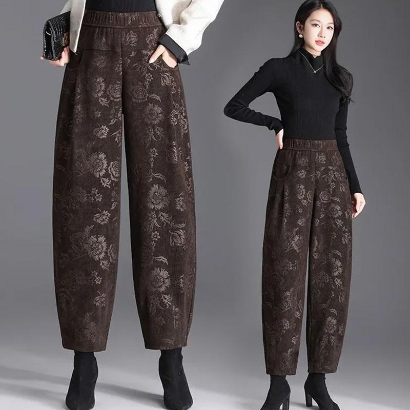 Pants for Women Elastic High Waist Long Trousers Plus Size Thickened Spring and Autumn Loose Stretchy Versatile Casual Wide Leg Pants