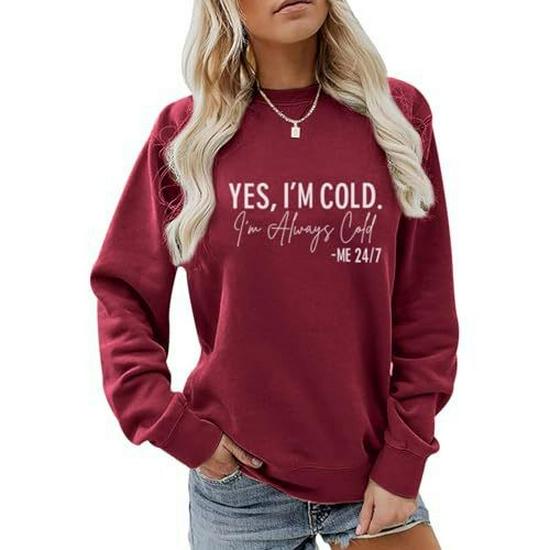 Women's Autumn/Winter Casual Round Neck Sweatshirt - Cold Letter Number Print