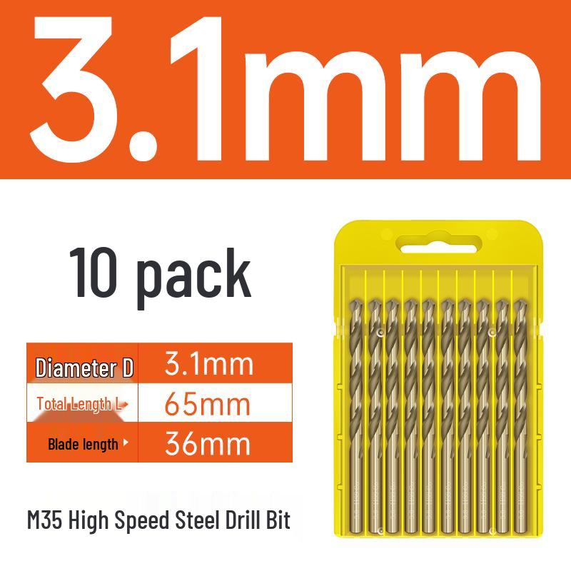 M35 Cobalt Twist Drill Bits Set for Stainless Steel, High Hardness, Straight Shank, Hand & Electric Drills