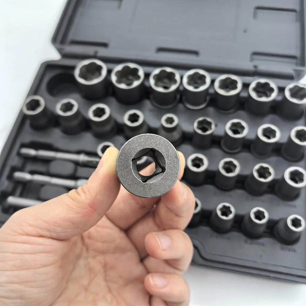

32pcs Bolt Extractor Socket Nut Set For Removing Damaged Rusted Bolts And Nuts Multi-Purpose Disassembly Tool Kit For Power Tool China Mainland