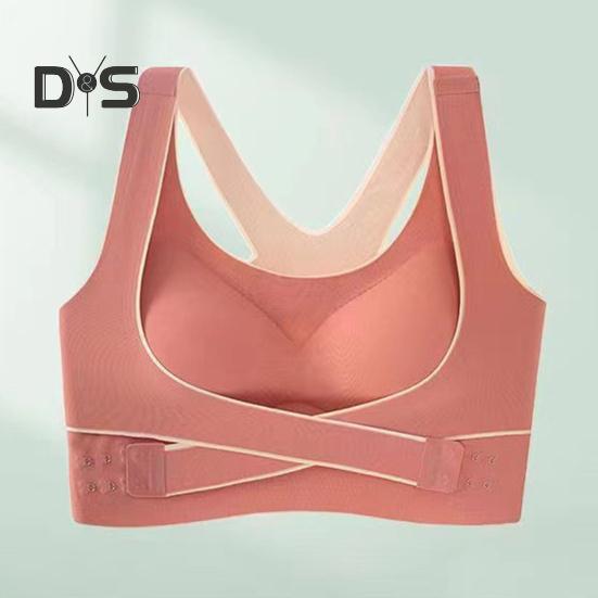Damen-Sport-BH mit stoßfester Rückenkorrektur, elastischer Push-Up-BH mit Kreuzgurtverschluss, weich, atmungsaktiv, gepolstert, bügellos, Übergröße