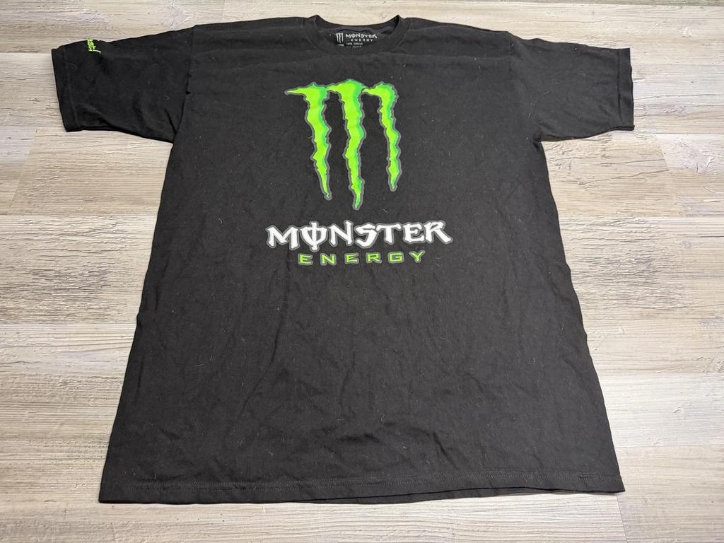 Camiseta Masculina Monster Energy Drink Tamanho Grande Manga Curta Preta Promoção M Camiseta com Logo