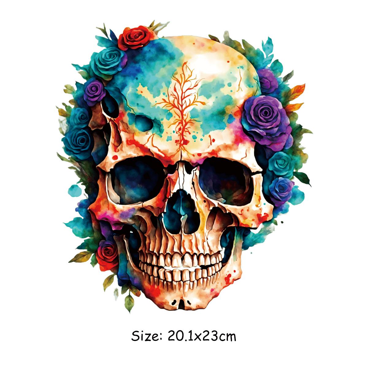 

Нашивки с черепами на одежде с цветочным принтом, новые моющиеся аксессуары для одежды, термонаклейки своими руками