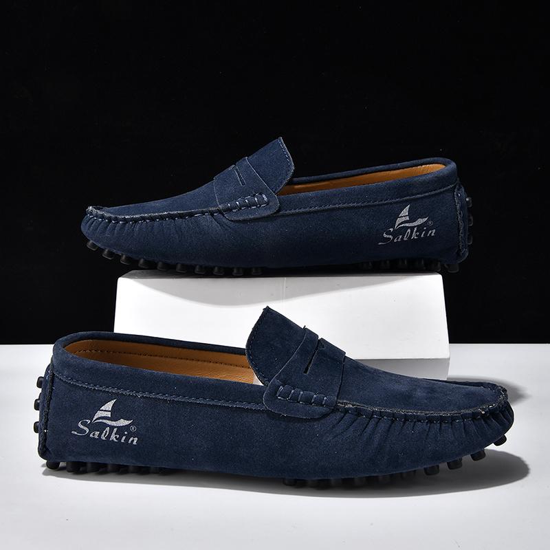 Fashion Leather Handmade Mens Loafers Moccasins Slip on Men's Flats Male Walking Shoes Summer Men Casual Shoes  Fashion Men Dress Shoes