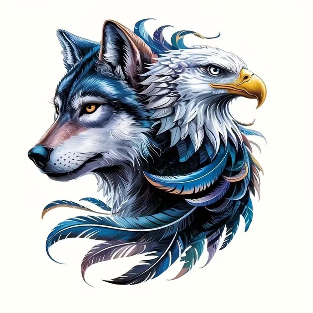 Autoaufkleber Majestätischer Adler und Wolf Vinyl-Aufkleber Wasserdicht Heckscheibe Motorrad Wohnmobil Stoßstange LKW Laptop Dekoration JM98