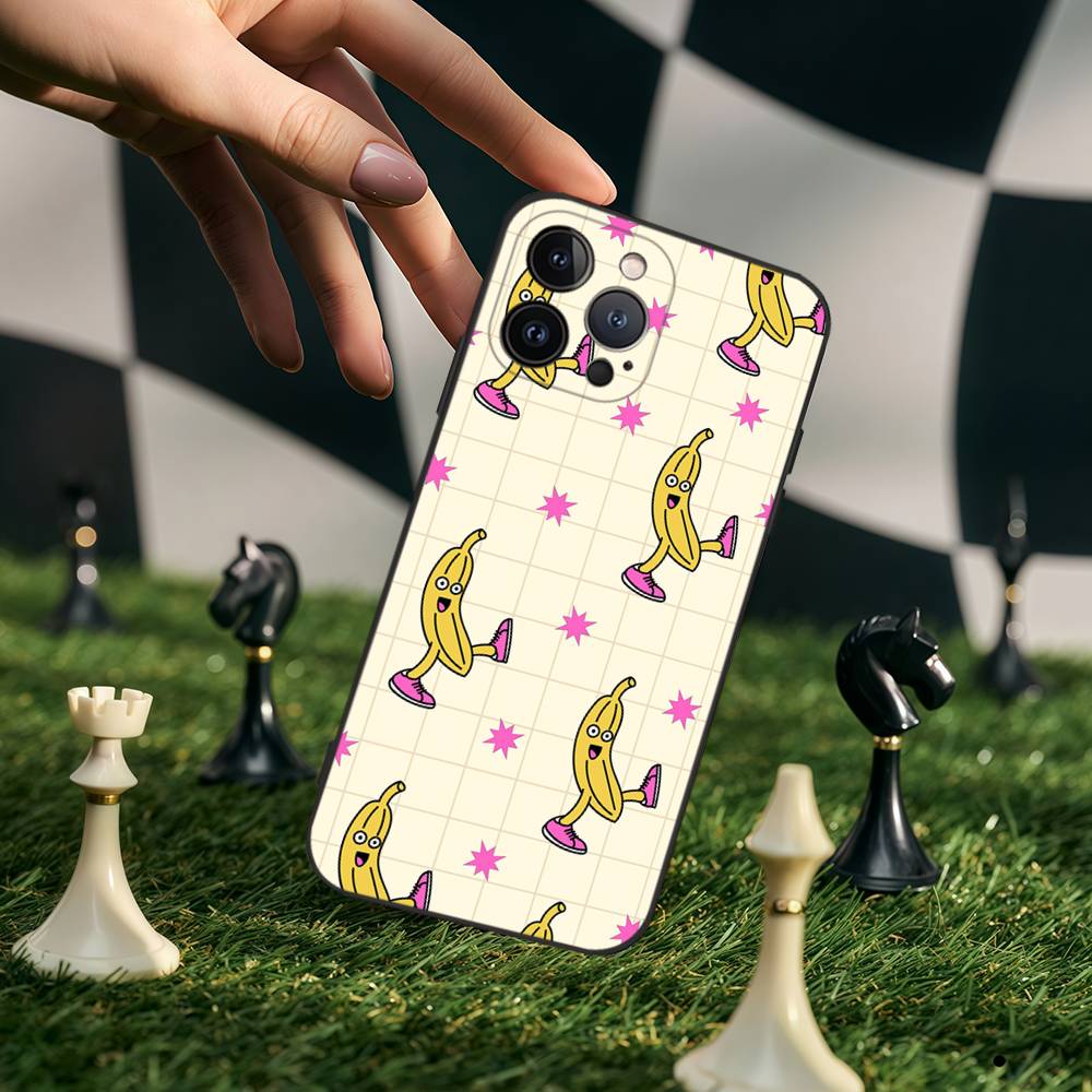 Yellow Banana Eearing Sneakers Black Silicone TPU Phone Case For Iphone17 Air 16 15 14 13 12 Pro 11 Pro Max Plus Cover Case