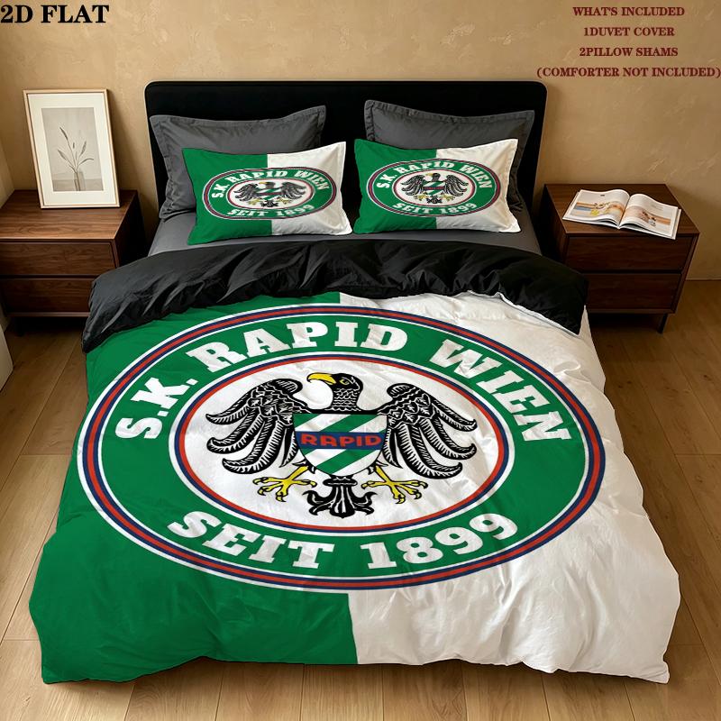 Sk Rapid Wien Pattern Bedding Uilt Set Uilt Cover Pillowcase Home Decoration Birthday Gift (1 * Duvet Cover + 2 * Pillowcase Without Core)