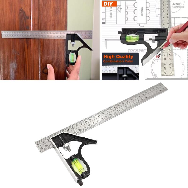 Régua Nível de Ângulo Ajustável de Aço Inoxidável Ferramenta de Medição Para Projetos de Precisão 300mm