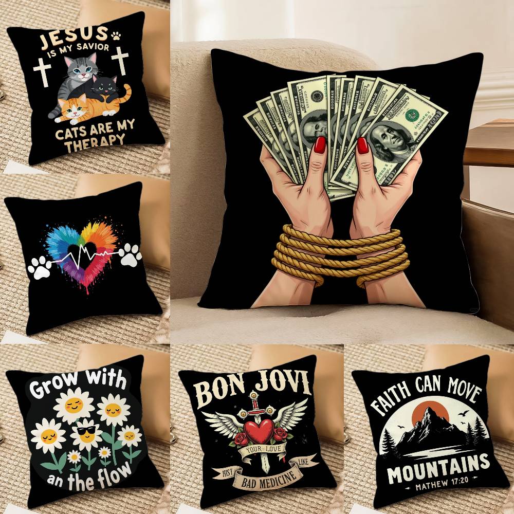 Street Style To Nordic Minimalism Pillow Case Anti-dustmite Pillowcase Invisible Zipper Silky Sofa Cushion Cover