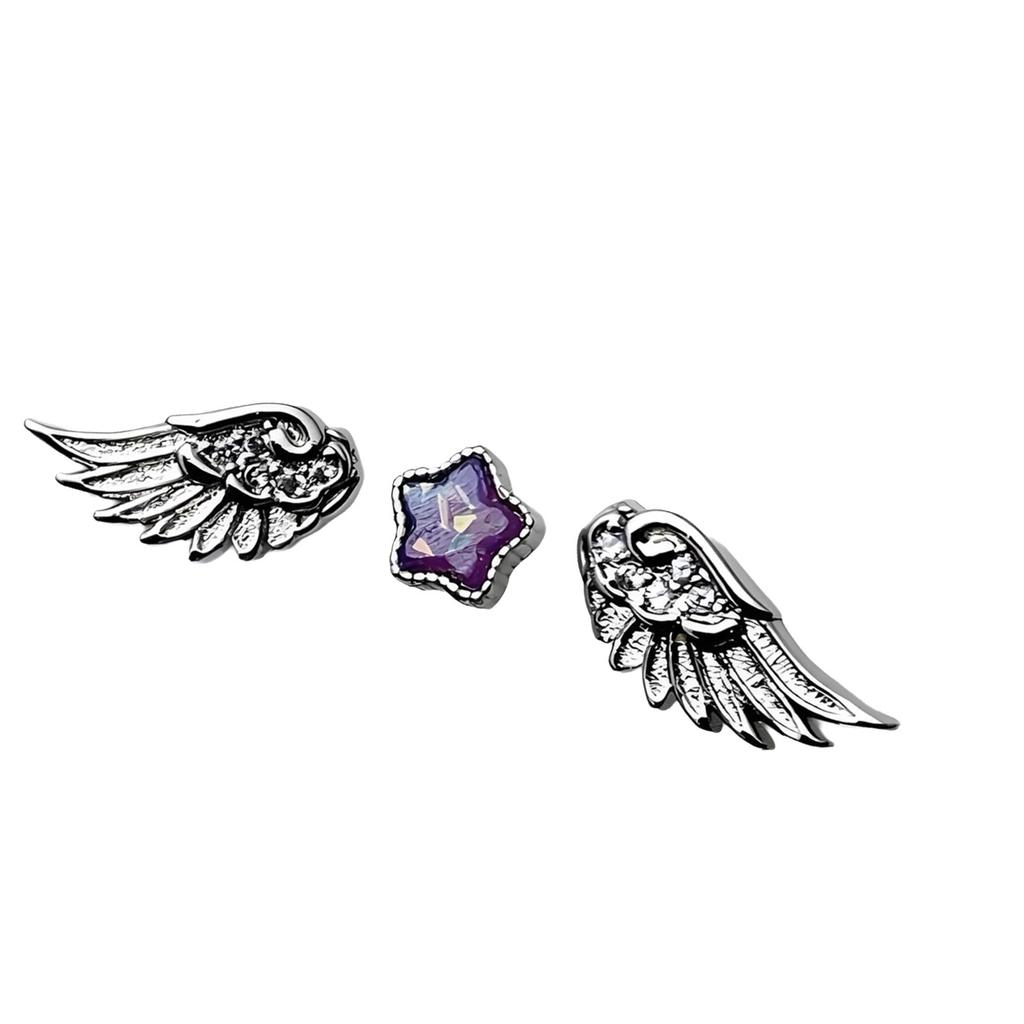 Trendy Studs Earrings for Women Students Star and Angel Wing Designs Ear Accessories Fashion Accessory