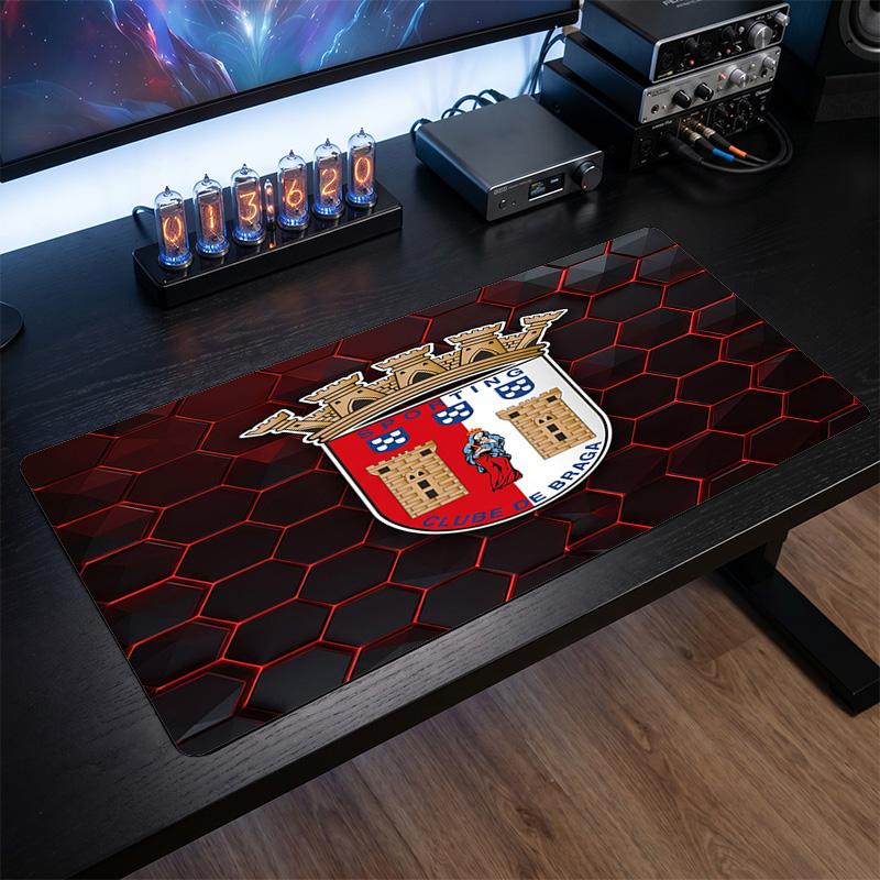 Braga FC Theme Pattern Mouse Pad, Soccer Logo Design XXL Gaming Desk Mat Non-Slip Computer Mouse Pad