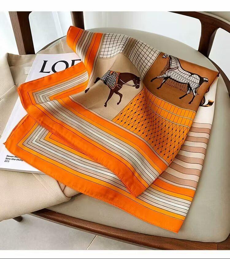 High-End Retro Korean-Style Silk Square Scarf: Versatile Fashion Accessory for Women