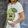 Simple cartoon cantaloupe printed short sleeved round neck T-shirt for women's summer casual versatile daily commuting top